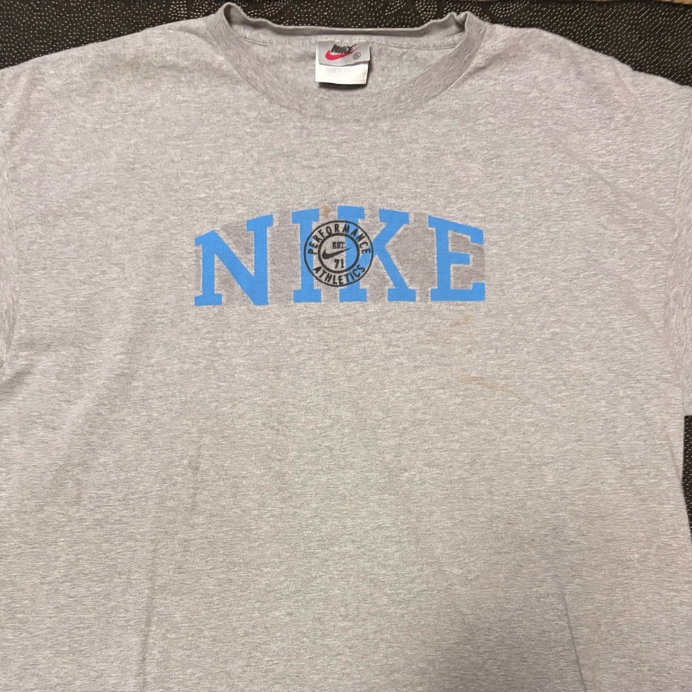 Vintage Nike Gray and Blue Men's Shirt